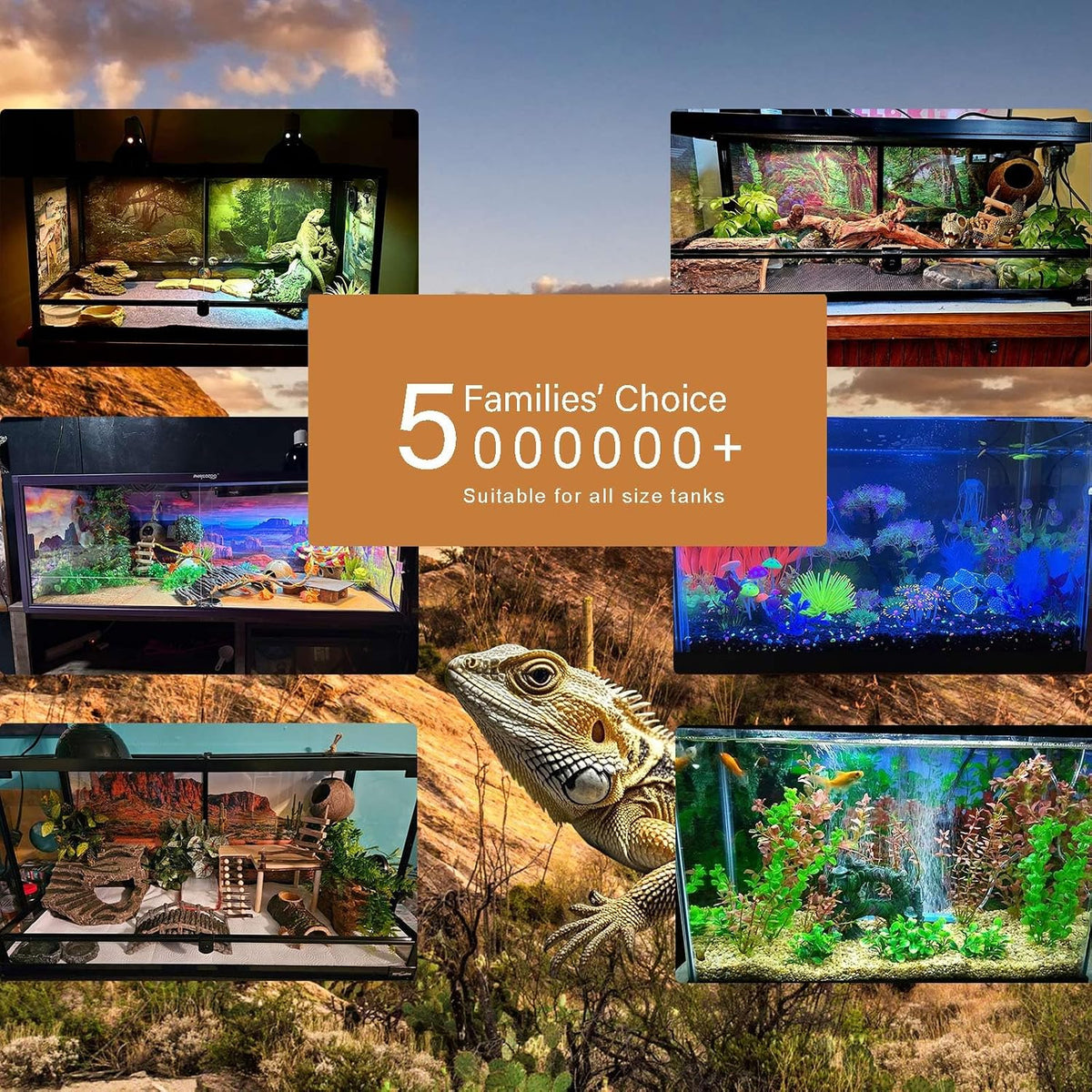 Reptile Tank Backdrop Sunset Desert Terrarium Background Saguaro - 48(W)x18(H)inches/ 120(W)*45cm(H) / Cacti Green - image 3