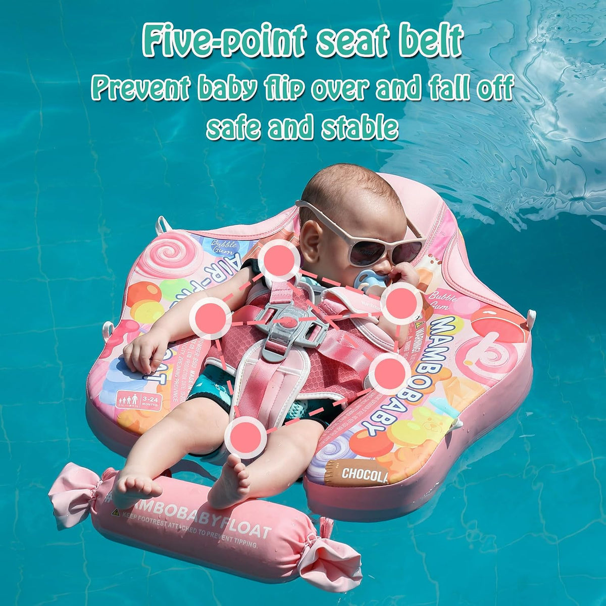 Mambobaby non-inflatable baby float with removable sun canopy and buoyant tail - view 20