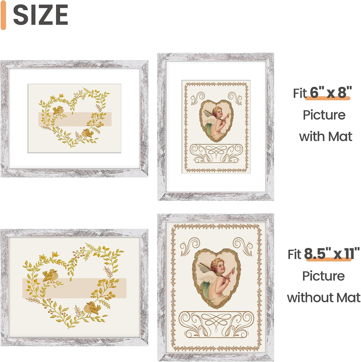 upsimples 50x70cm Puzzle Frame, Wall Decor Frames - Rustic White / 8.5x11 - image 3