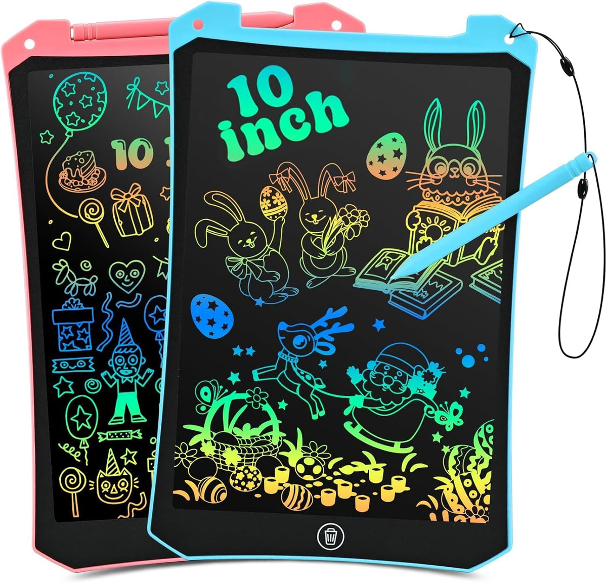 EooCoo Kids LCD Writing Tablet, Stocking Stuffers for Toddler - 10”pink&blue