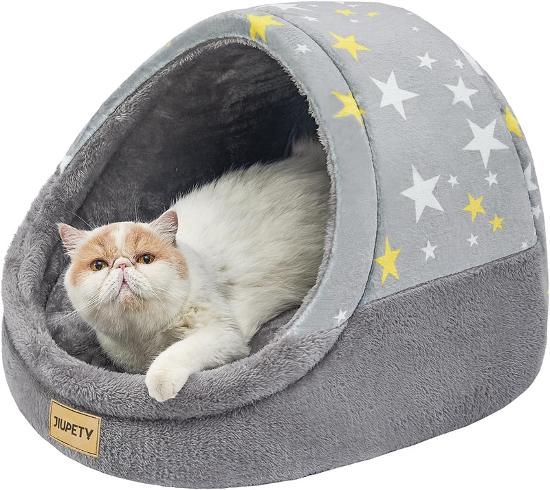 Cute Cat Beds for Indoor Cats, Cave Bed for Kittens - Medium / Gray
