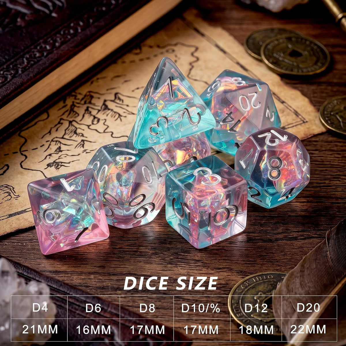 Haxtec Light Green DND Dice Set - Light Blue Purple - image 4