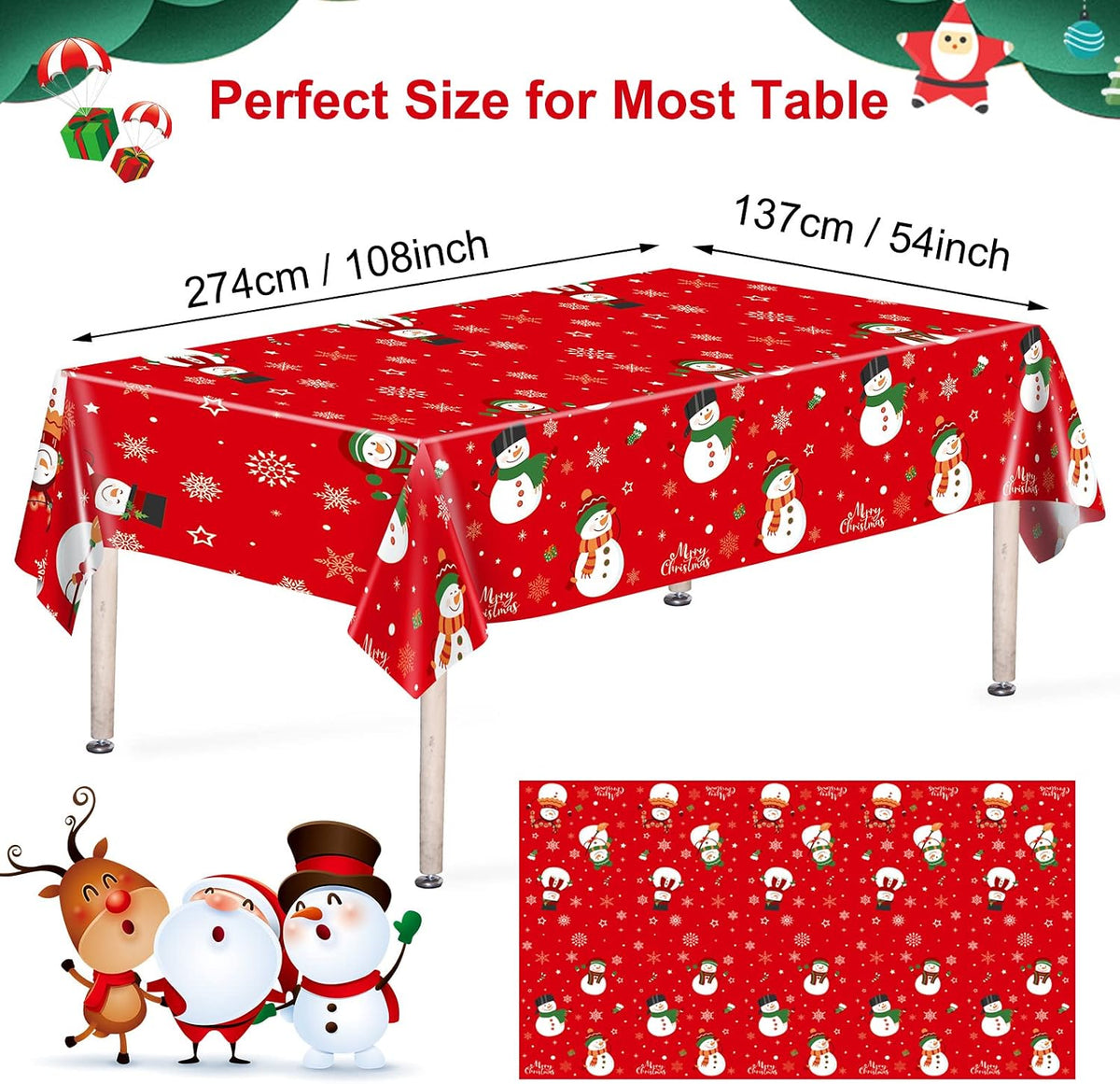PERFQU purple Halloween tablecloth with skeleton, ghost and pumpkin prints, 54x108 inch - view 6