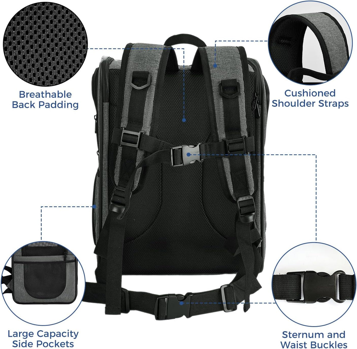 Apollo Walker Cat Backpack Carrier, Support Frame - Gray / Medium-Standard - image 4