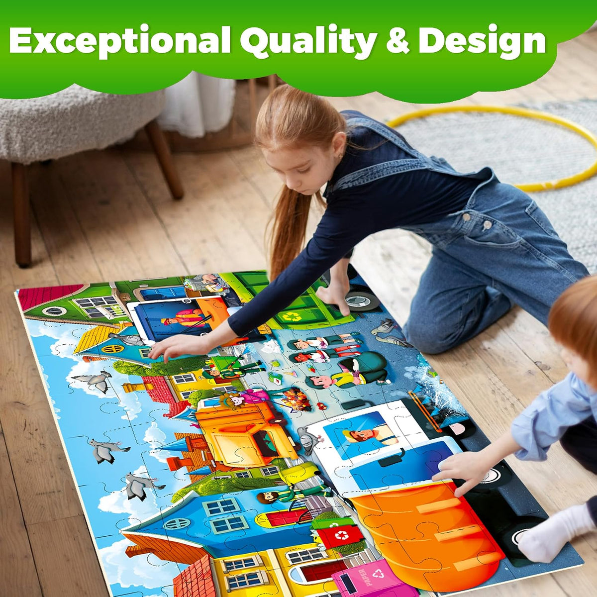 Giant Floor Puzzles for Kids Ages 4-6 - Garbage Trucks - image 4