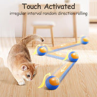 Migipaws Interactive Cat Ball Toy Set, Fun Tracker, Glowing Chase Ball with MystiChaser Pouch, Fluffy Tail, A Small Mice(Blue)
