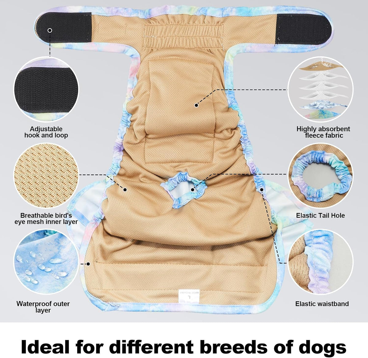 Reusable Dog Diapers Female Washable - Web，Milk，Jeans / X-Large - image 4