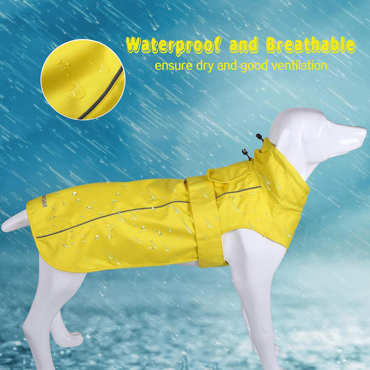 Adjustable Waterproof Dog Raincoat for Dogs - Yellow / X-Large(37-55lb) - image 2