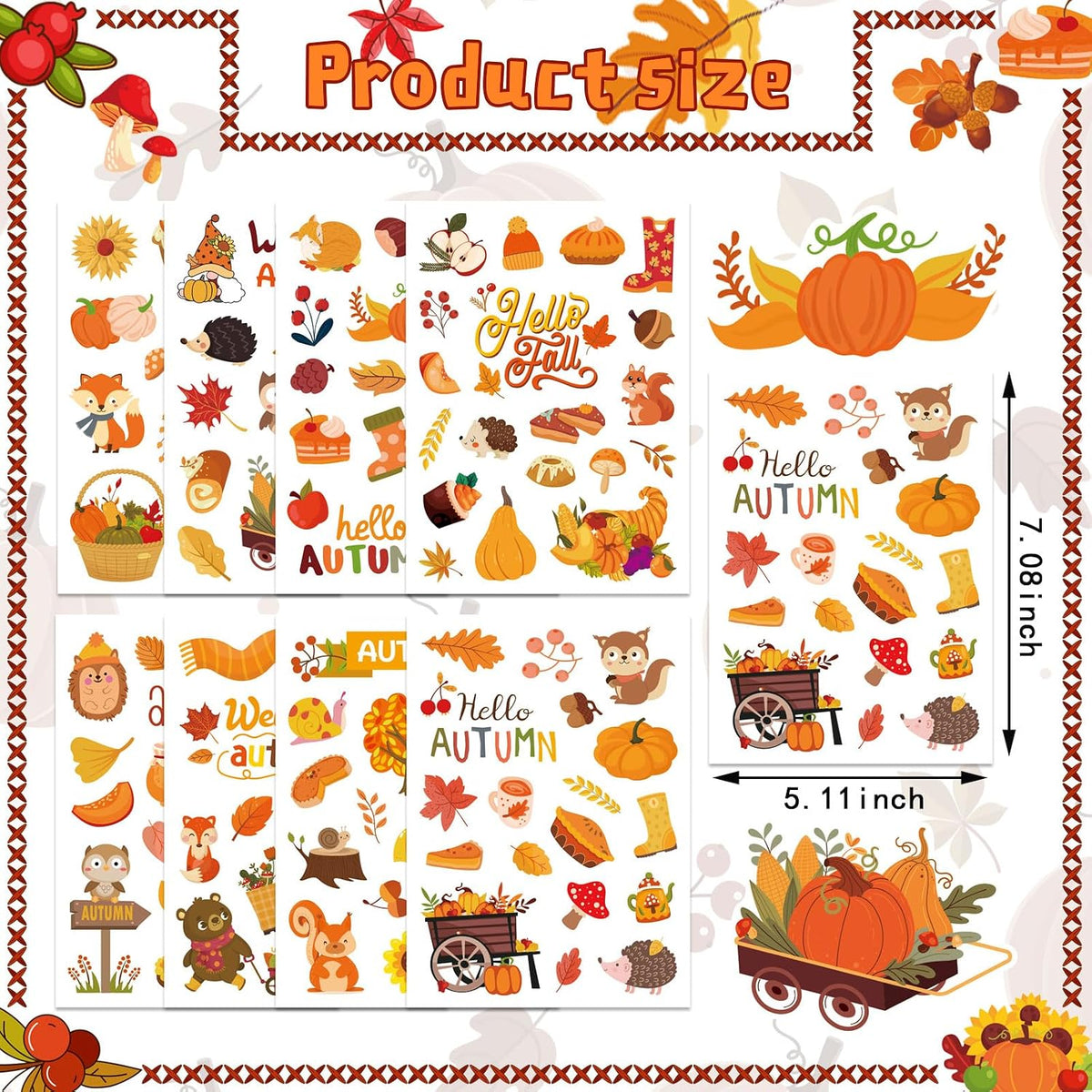 DUJAA 640-piece fall stickers for kids with pumpkins, leaves and scarecrows - view 26