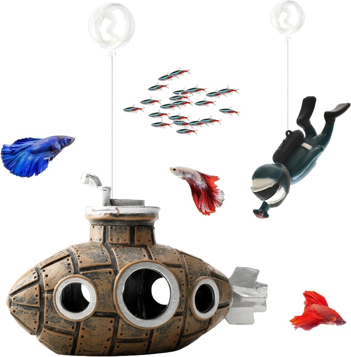 2-Pack Floating Little Diver - Brown Submarine&diver