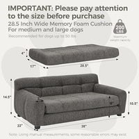 Dog Couch Bed, Mini Sofa for Dogs with Backrest and Armrest, Durable Pet Sofa with Soft Foam Cushion, Elevated Dog Couch Bed with Legs for Medium and Large Dogs, Stone Grey