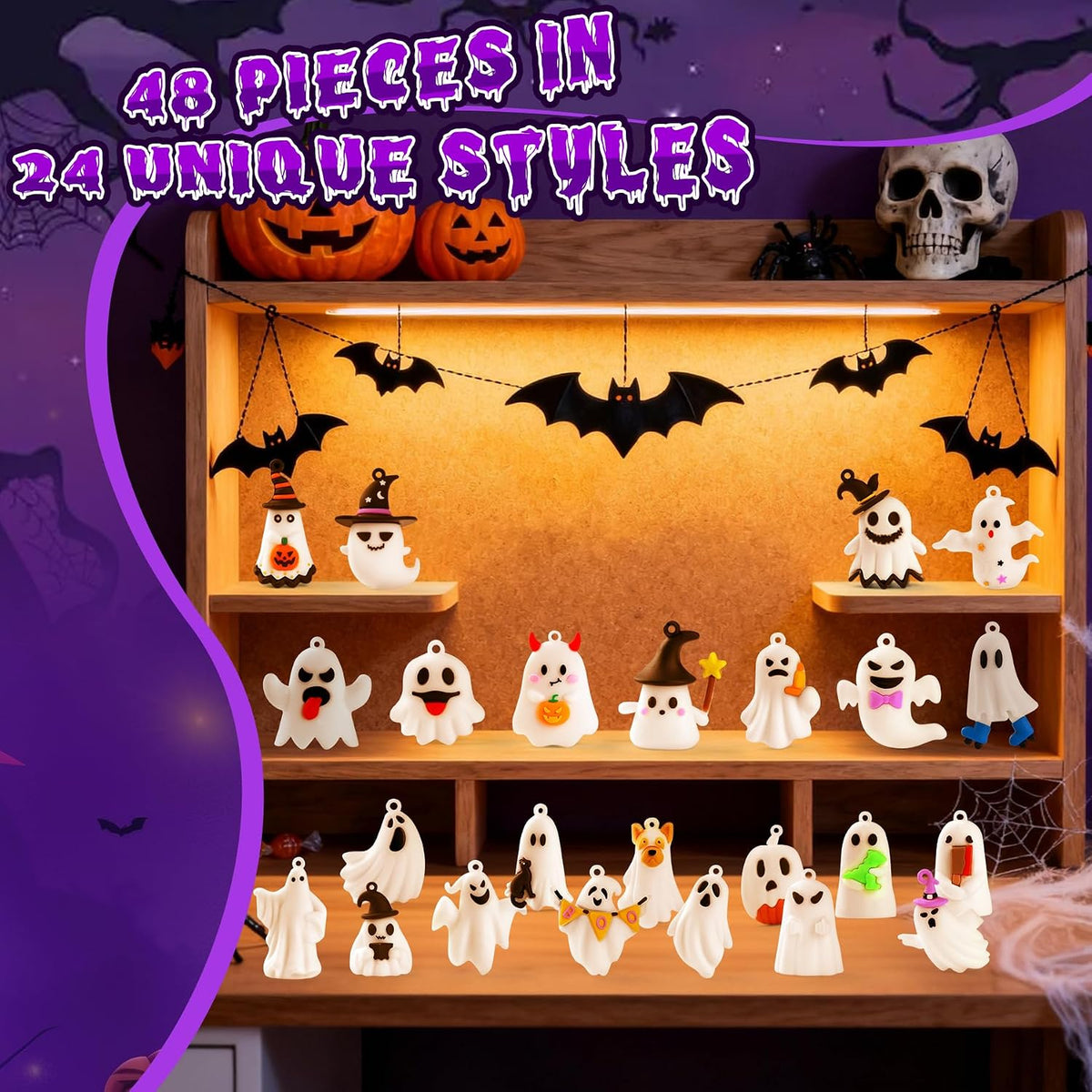 compareye 36 small Halloween gnome figures in black silicone - view 6