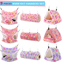 Abbylike 9 Pieces Rat Hammock 3 Tier Guinea Pig Ferret Hammocks Small - Purple, Pink, Rose Red / Paw - image 4