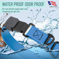 Dogline Biothane Waterproof Dog Collar with Herm Sprenger Stainless Steel Quick Release Buckle – Heavy Duty Tactical Durable Collar for Dogs – Comfortable and Safe Pet Collar, W 1" L 15-25", Blue