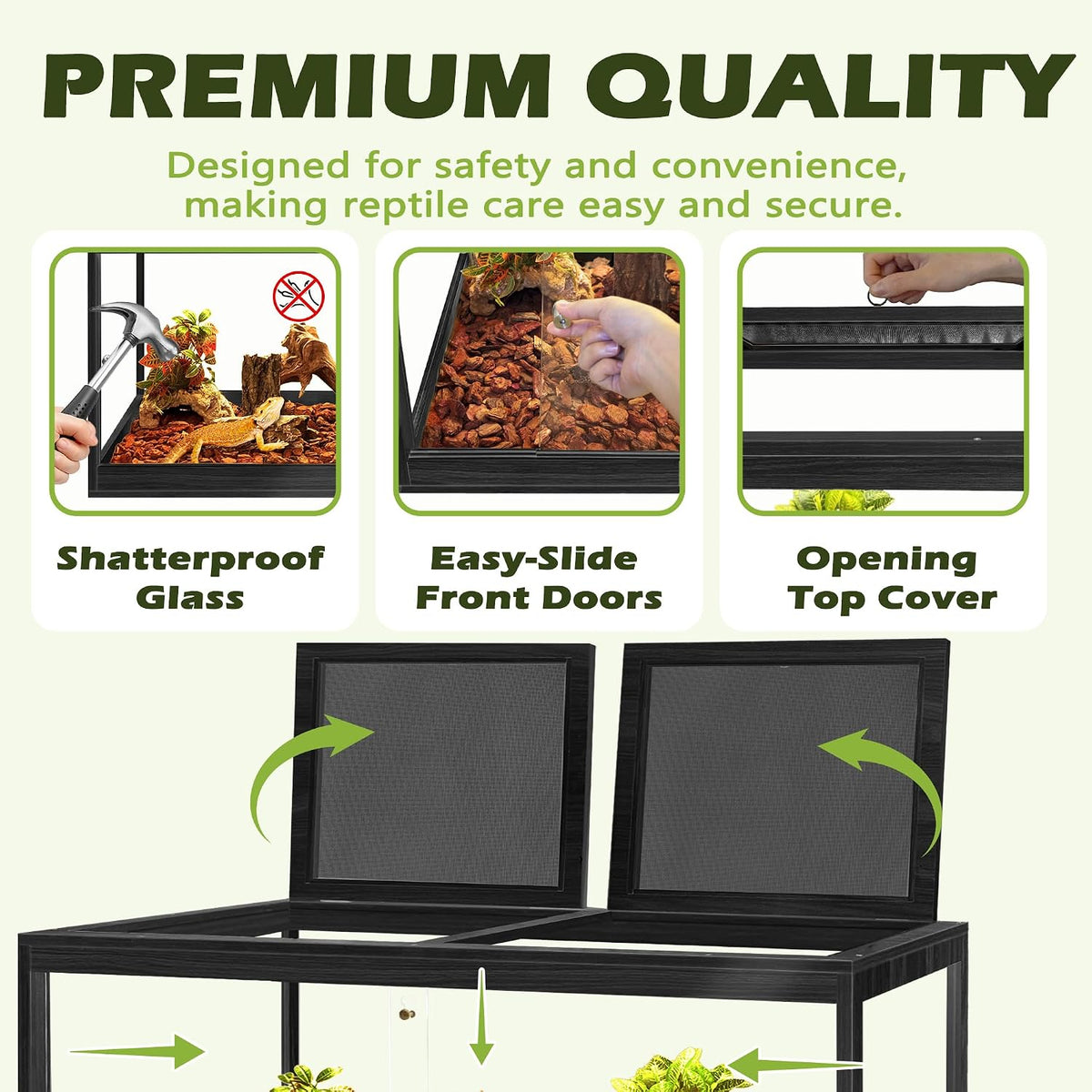 PROLEE 82 Gallon Bearded Dragon Tank - Black / 82 Gallon (48x19.5x19.5 Inch) - image 3