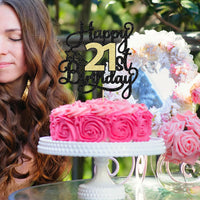 1Pc Happy 80th Birthday Cake Topper Black Gold Glitter Cheers to 80 - 21st - image 4