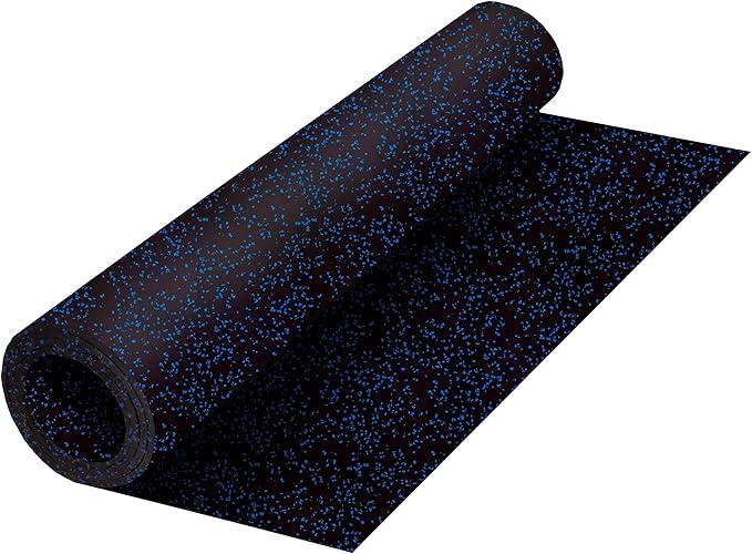 Playsafer Genaflex Rubber Gym Floor Mat - Heavy Duty Commercial Protective Gym Flooring Roll, 8mm Thick (4' X 20', 10% Light Blue)