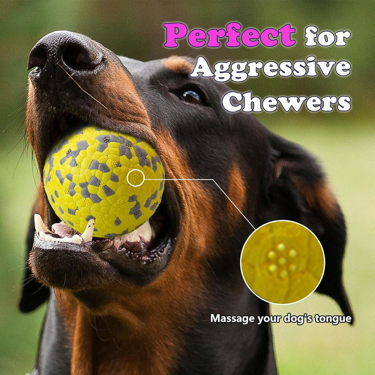 Dog Balls, Indestructible Dog Tennis Balls for Aggressive Chewers – Essentials for Dogs - White & Yellow (2-Pack) / Medium (3" diameter) - image 4