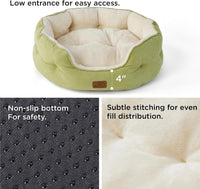 Bedsure Small Dog Bed Washable, Round Cat Beds for Indoor Cats - 25"L x 21"W x 8"Th / Pale Bean Green - image 4
