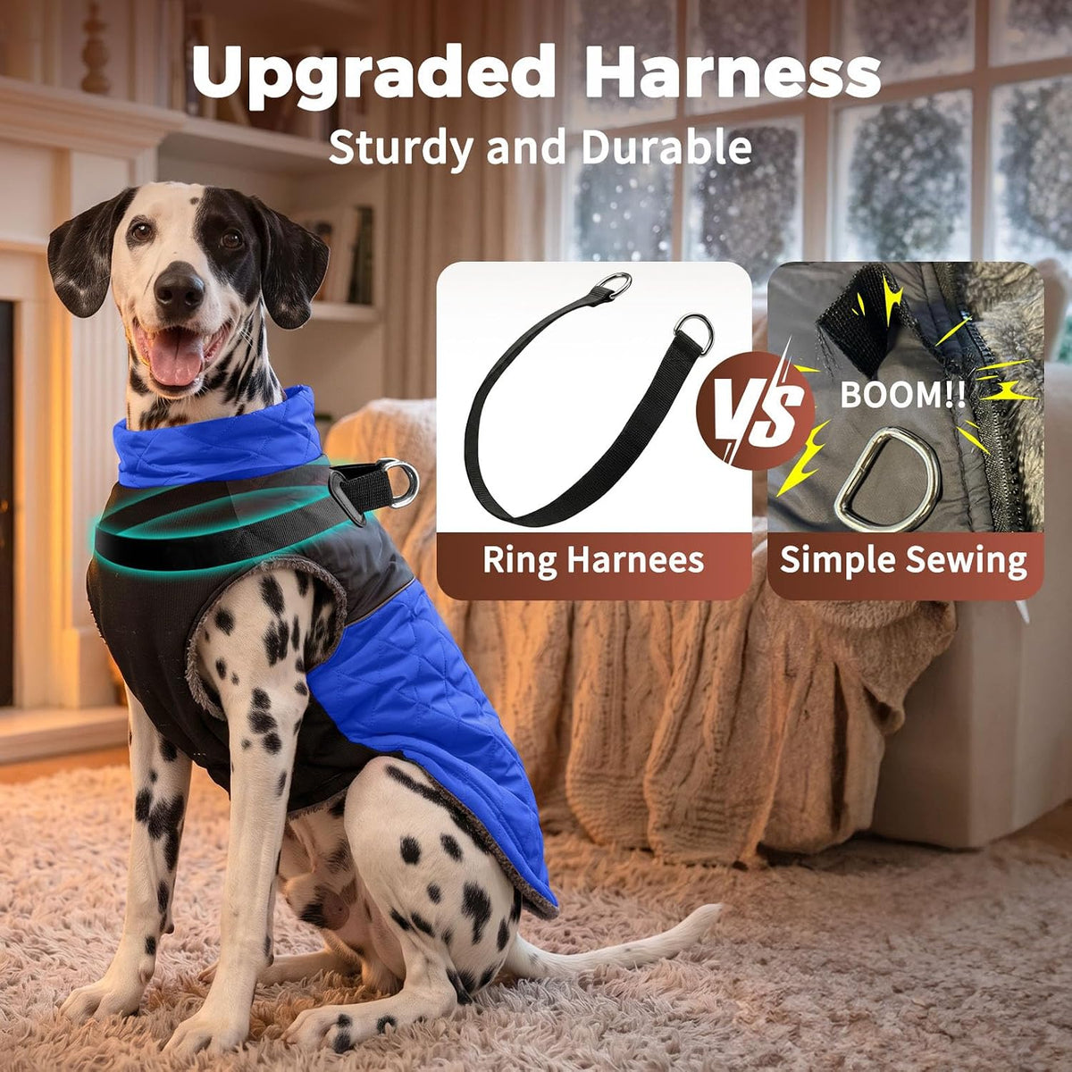 Winter Dog Coats for Small Dogs, Puppy Jacket with Harness - Blue(Standard) / XX-Large - image 2