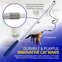 Pet Fit For Life Cat Feather Interactive Wand Toy Set - Wand + 2 Feathers, Browns - image 3