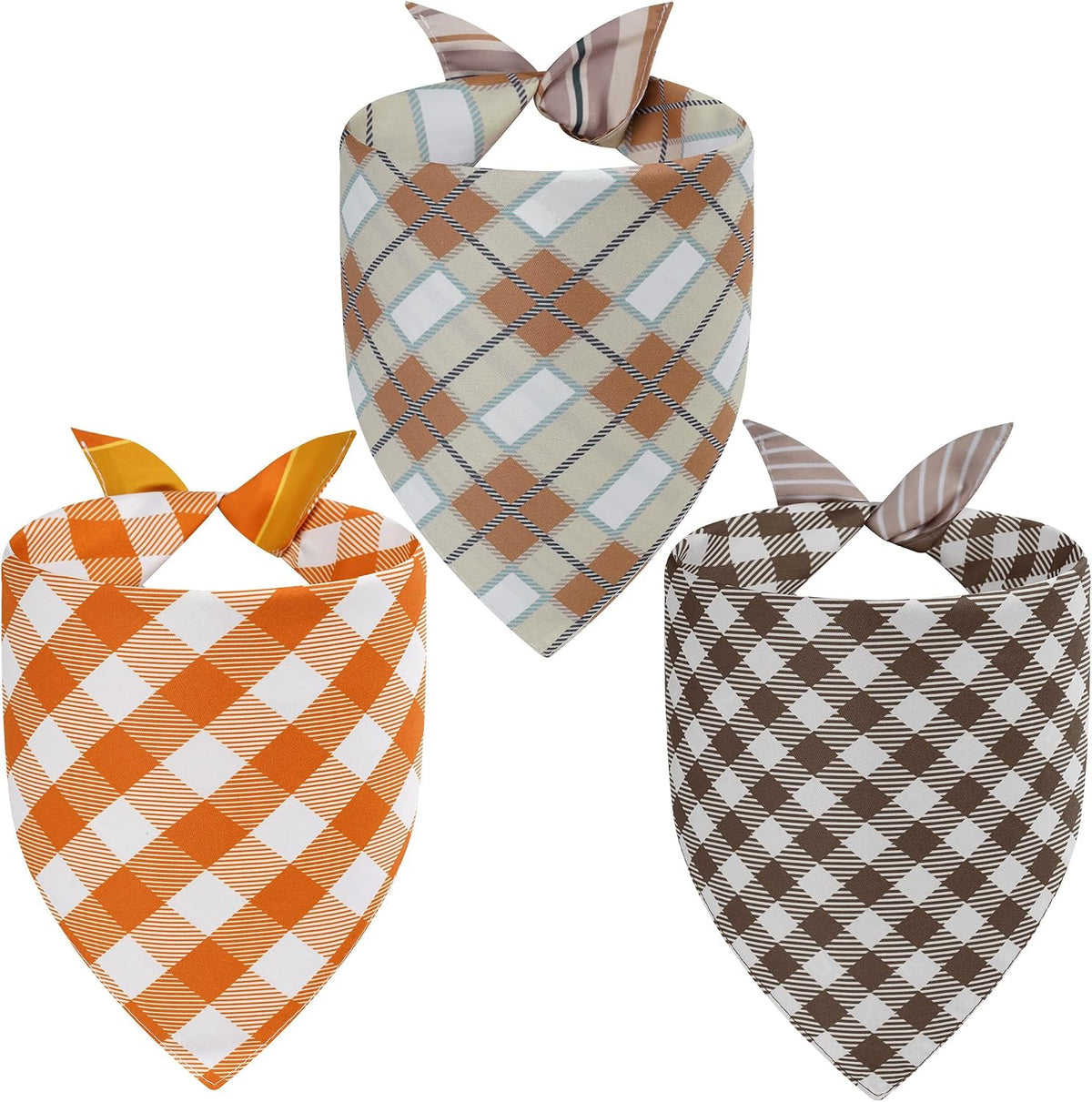 Fall Dog Bandanas Large 3PCS - 26-OBB plaid / Small