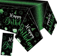 Tudomro 3 Pcs Plastic Happy Birthday Party Tablecloths - Black Green / 3