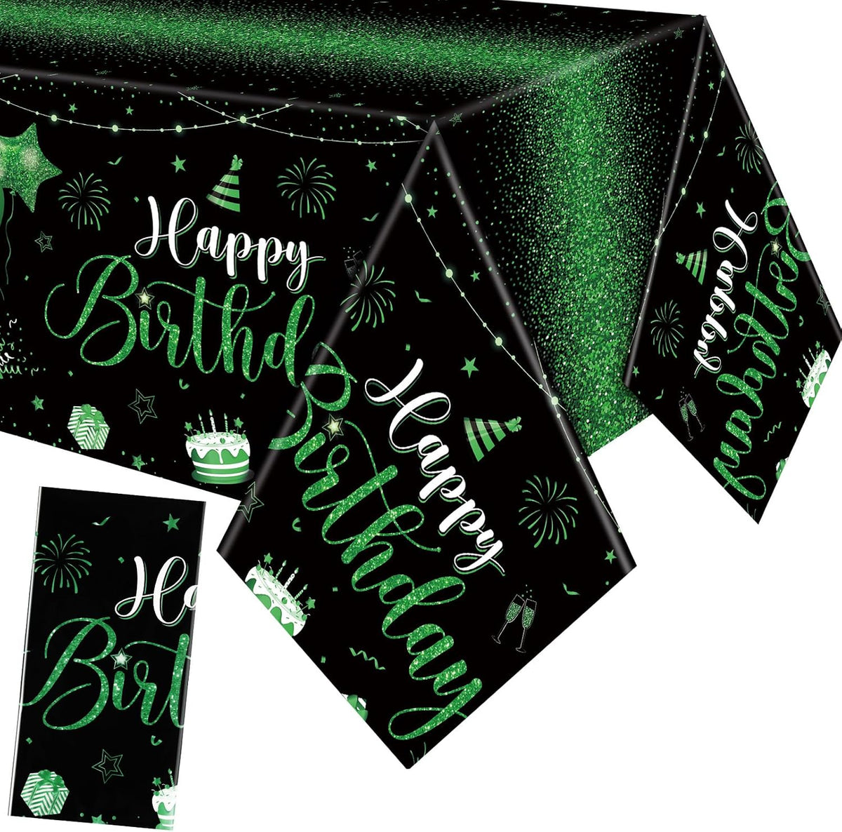 Tudomro 3 Pcs Plastic Happy Birthday Party Tablecloths - Black Green / 3