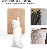 FUKUMARU Cat Scratcher Mat, 23.6 X 15.7 Inch Natural Sisal Cat Scratch Mats, Horizontal Cat Floor Scratching Pad Rug with Sticky Tapes, Protect Couch and Carpets