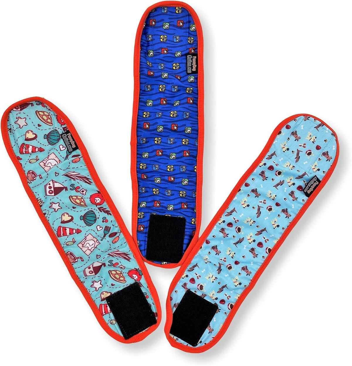 Pack of 3 Dog Belly Band Puppy Diapers Male Boy Belly Wrap Reusable - S: Waist 11" - 13" / Pack of 3 - Orange Trim - image 2