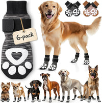 Anti Slip Dog Socks, Dog Socks to Prevent Paw Licking - Grey / L