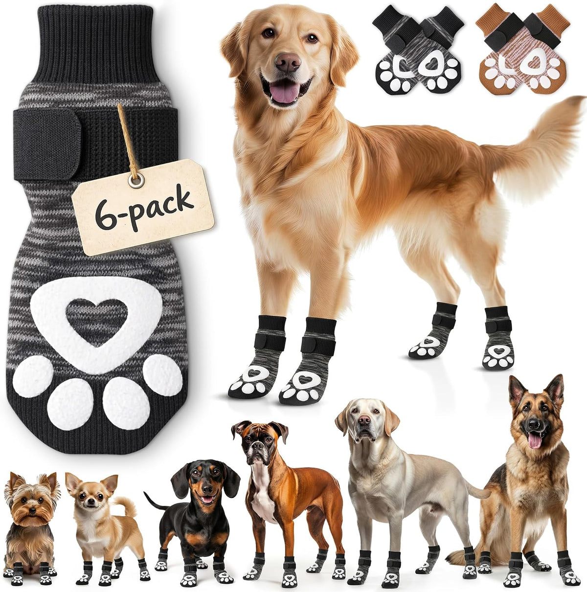 Anti Slip Dog Socks, Dog Socks to Prevent Paw Licking - Grey / L