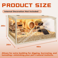 Hamster Cage Chewproof, Large Hamster Cages and Habitats - Natural Oak Wood / 40.0"L x 20.0"W x 20.0"H / Openable Wooden Roof - image 2