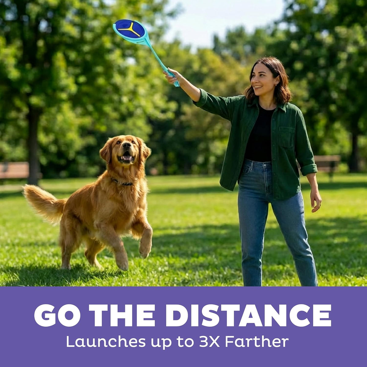 Outward Hound FlyFetch Launch-A-Ball Dog Ball Launcher Toy - Disc Launcher - image 3