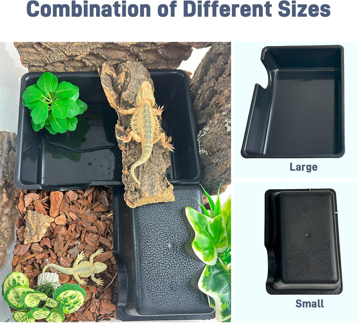 Reptile Hide Cave, Snake Hide for Ball Python & Gecko - Black / Small (2 Count) - image 4