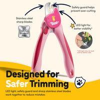 LED Dog Nail Clippers with Light, Pet Nail Trimmer – Essentials for Dogs - Pink / Large - image 2