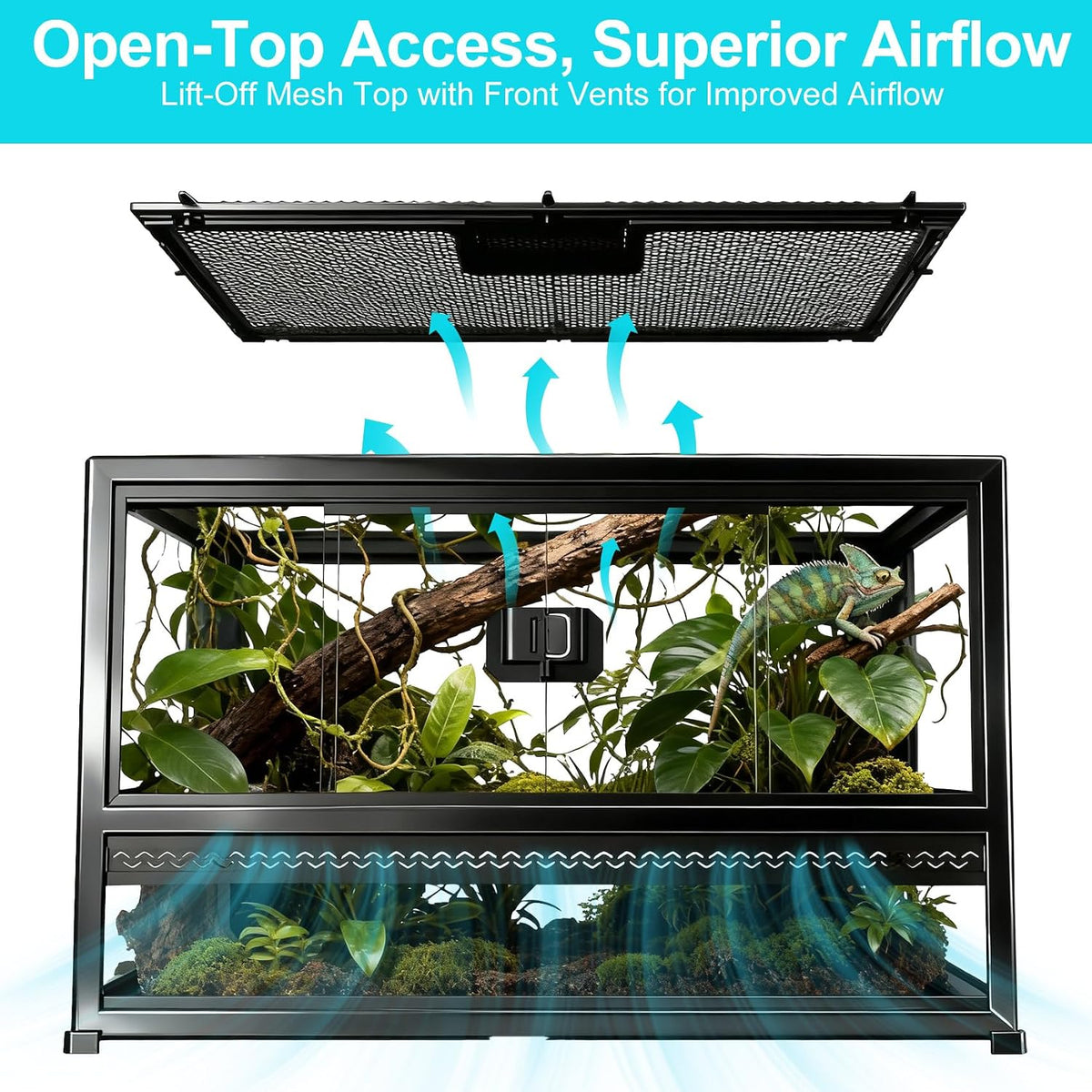 Folding Reptile Travel Terrarium Tank 17" × 12" × 10" – Essentials for Reptiles And Amphibians - 22" x 14" x 12" - image 4