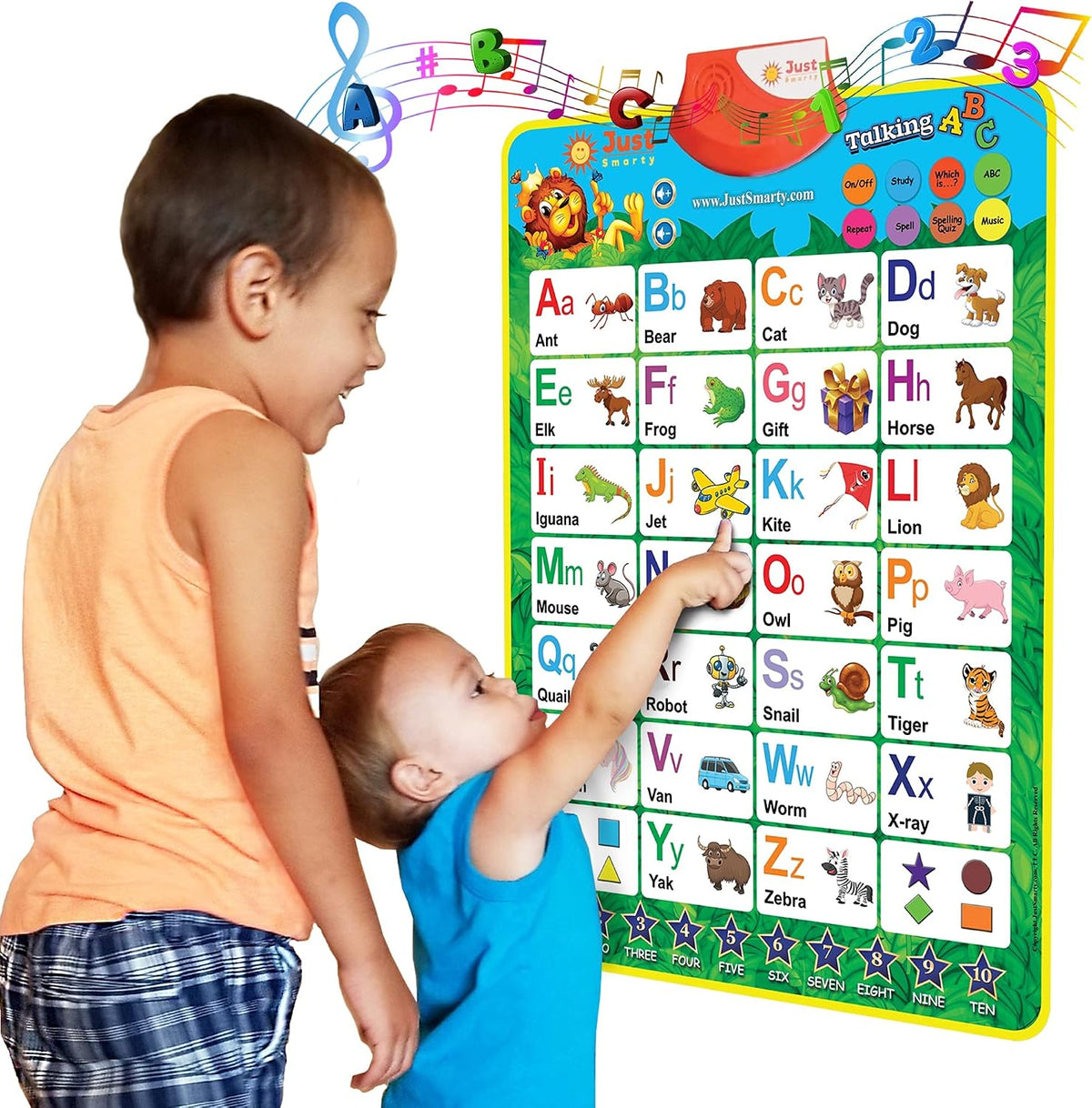 Just Smarty Interactive Alphabet Wall Chart, ABC & 123's, Blue – Fun for Kids & Family - Alphabet, Green
