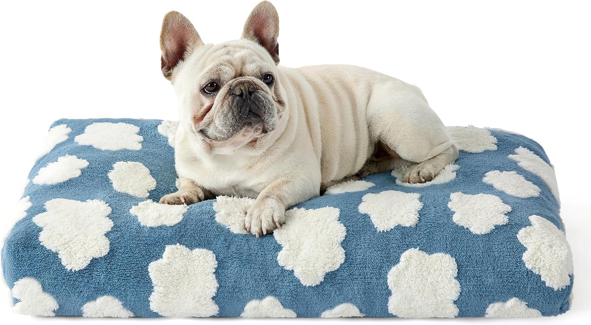 LE SURE Cute Aesthetic Dog Bed for Crate - 30.0"L x 20.0"W x 4.0"Th / Blue Checkered