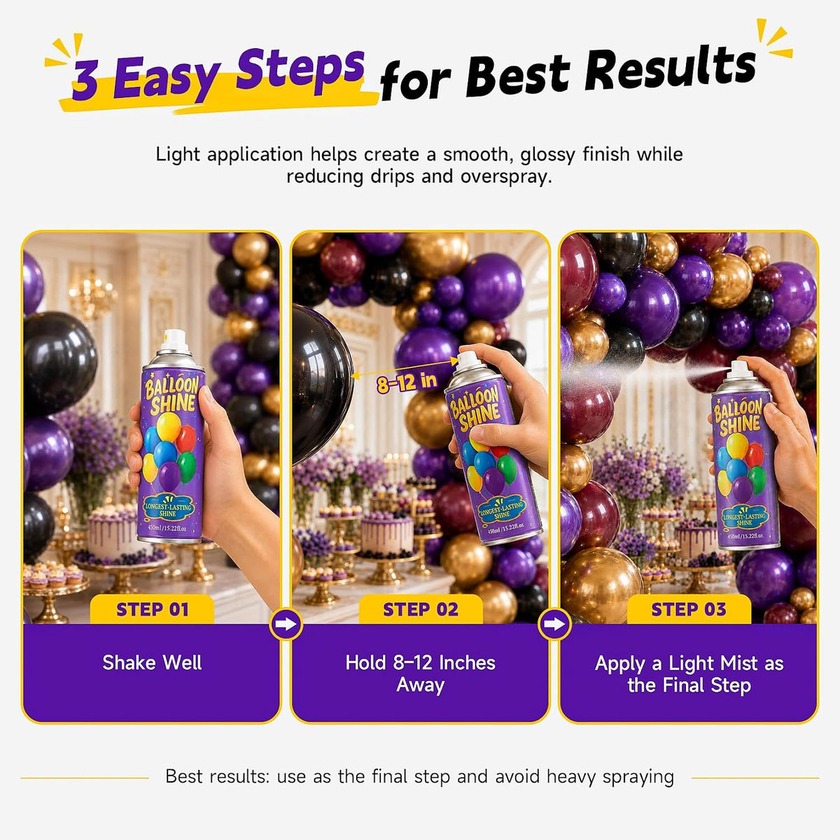 Balloon Shine Spray for Party : 15 oz Balloons Spray Silicone – Fun for Kids & Family - 4 Pack - image 3