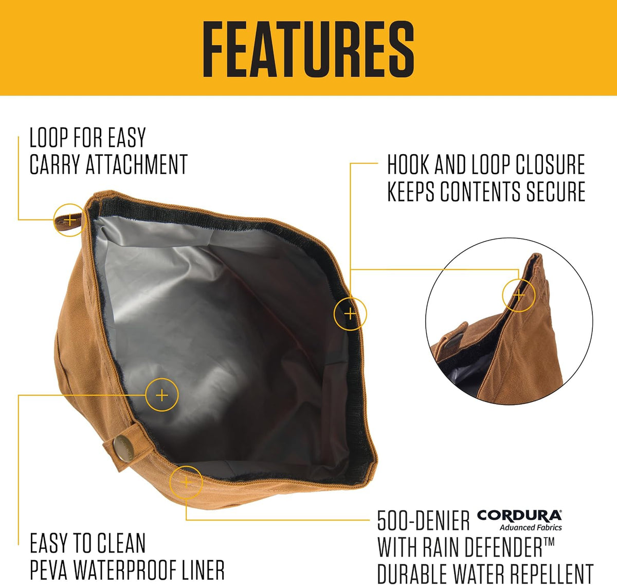 Carhartt Nylon Duck Travel Dog Bowl Carhartt Brown – Essentials for Dogs - image 2