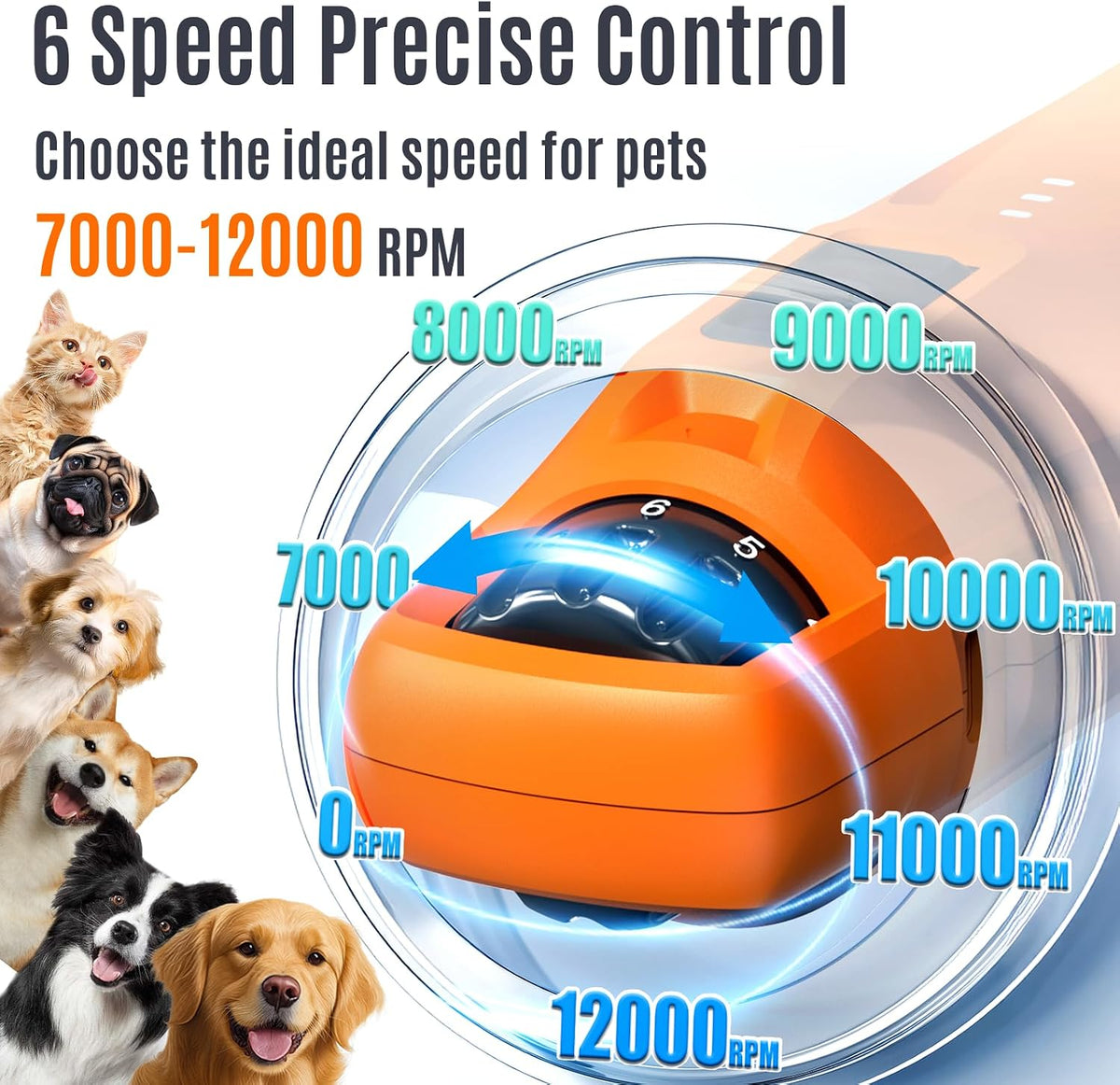 Casfuy New 6-Speed Dog Nail Grinder - Orange - image 2