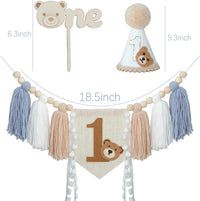 DCJHFJ First Birthday Decorations for Boy Highchair Banner One - Blue Khaki White - image 4