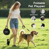 Love's cabin Pet Puppy Dog Playpen, Medium Dog Tent Crates Cage Indoor/Outdoor, Portable Exercise Playpen for Cat, Foldable Pop Up Dog Kennel Playpen with Carring Case (M, Brown)