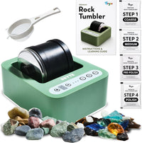 BRYTE mint green rock tumbler for kids with 3-speed dial and 9-day timer