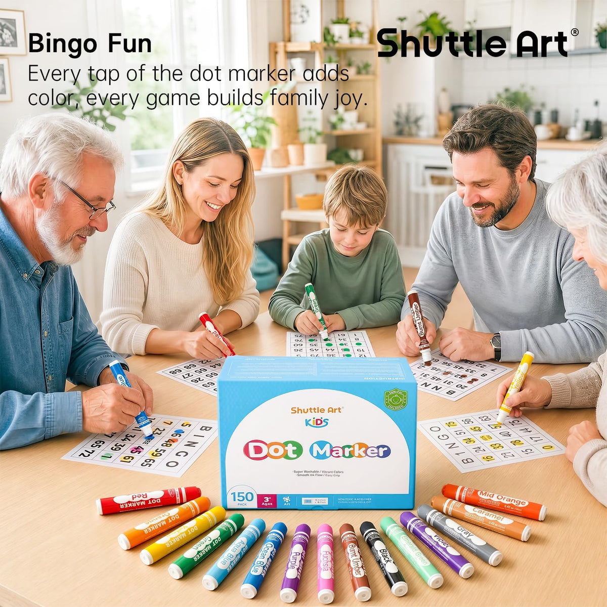 Shuttle Art Dot Markers, 15 Colors Washable Markers for Toddlers - 15 Colors / 150 - image 4