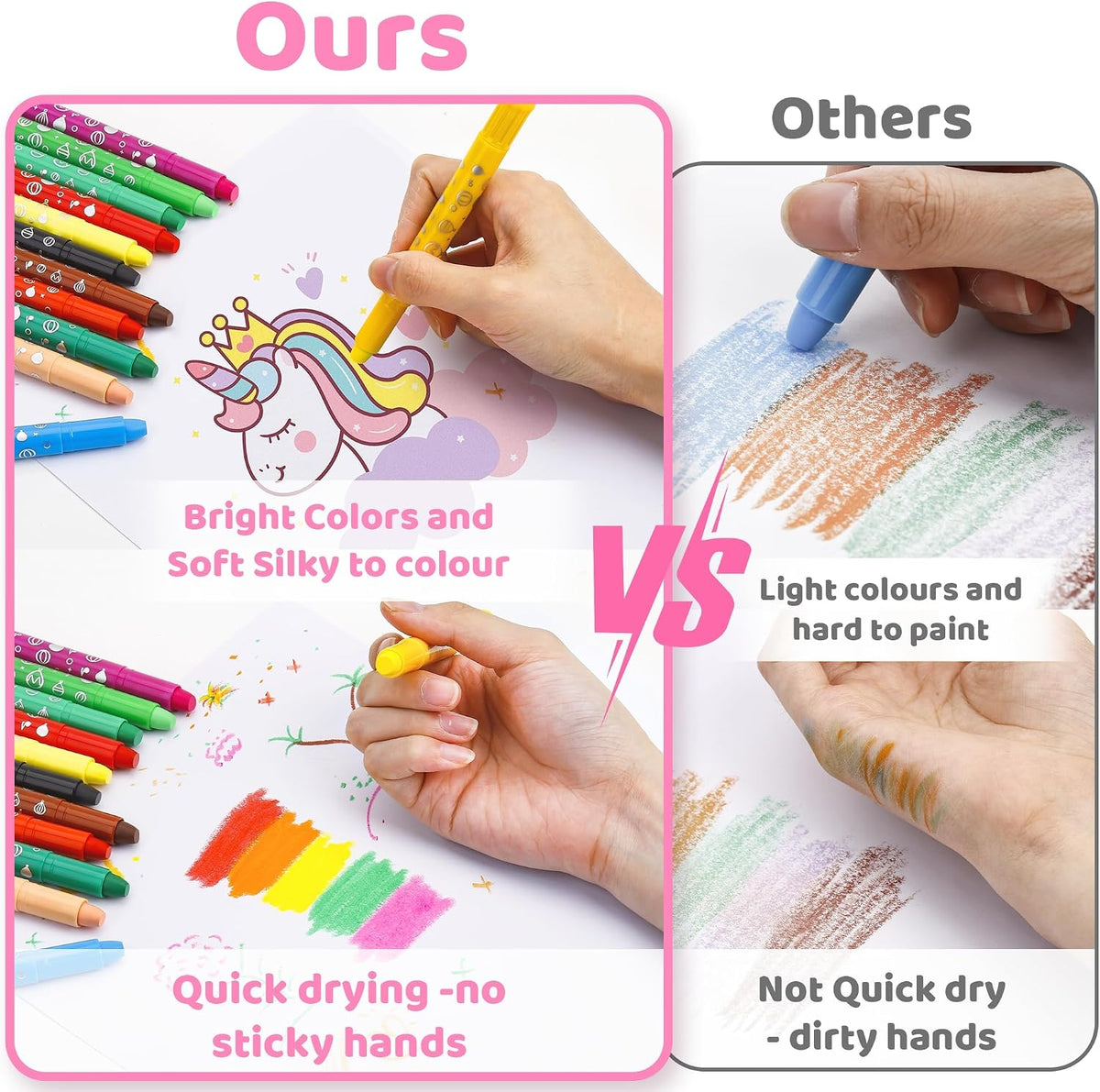 DreamyCandy 24 twistable washable gel crayons for toddlers in a unicorn holder - view 7