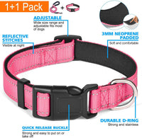 Ladoogo Reflective Dog Collar Padded with Soft Neoprene - Pink / Medium - image 3