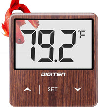 DIGITEN Aquarium Thermometer Digital Fish Tank Thermometer with Large - Walnut