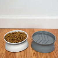 Kitty City Elevated Slow Feeder Cat Bowls - Gray/White / Large - Slow Feed - image 2